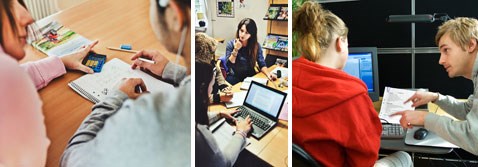 Bildcollage - elever och lärare i undervisningssituationer